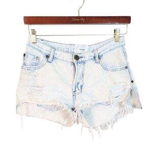 One Teaspoon Light Pale Blue White Denim Jean Shorts Size 26